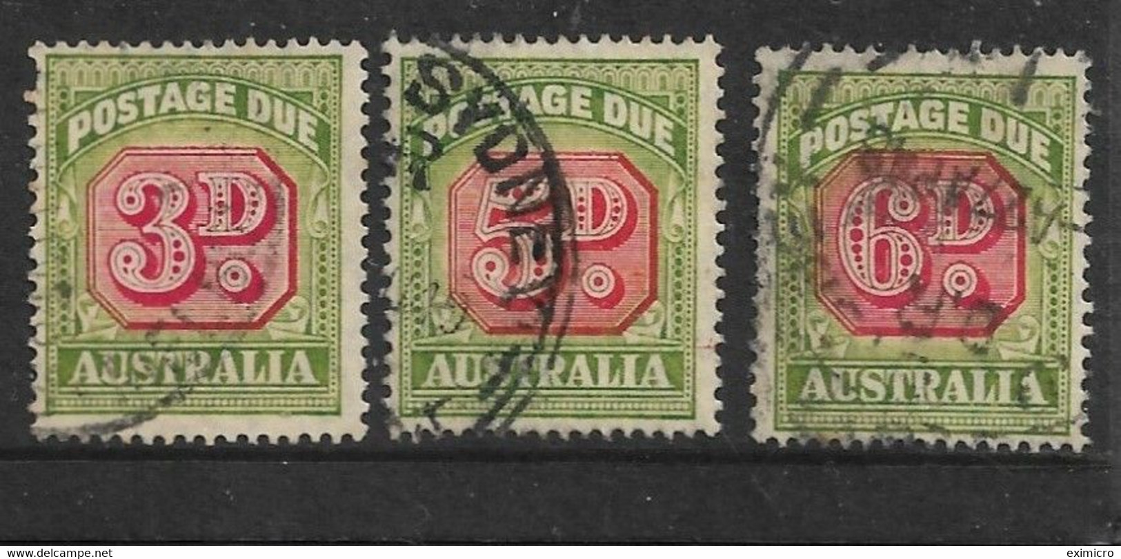 AUSTRALIA 1946 - 1957 3d, 5d, 6d POSTAGE DUES SG D122, D124, D125 FINE USED Cat £20+ - Segnatasse