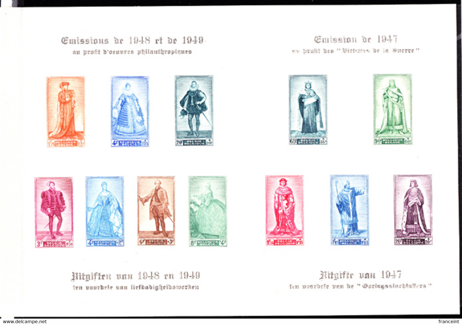 BELGIUM(1949) Various Rulers. Compound Deluxe Proof (LX8) Of 17 Values In The Form Of A Booklet. Scott Nos B426ff - Feuillets De Luxe [LX]