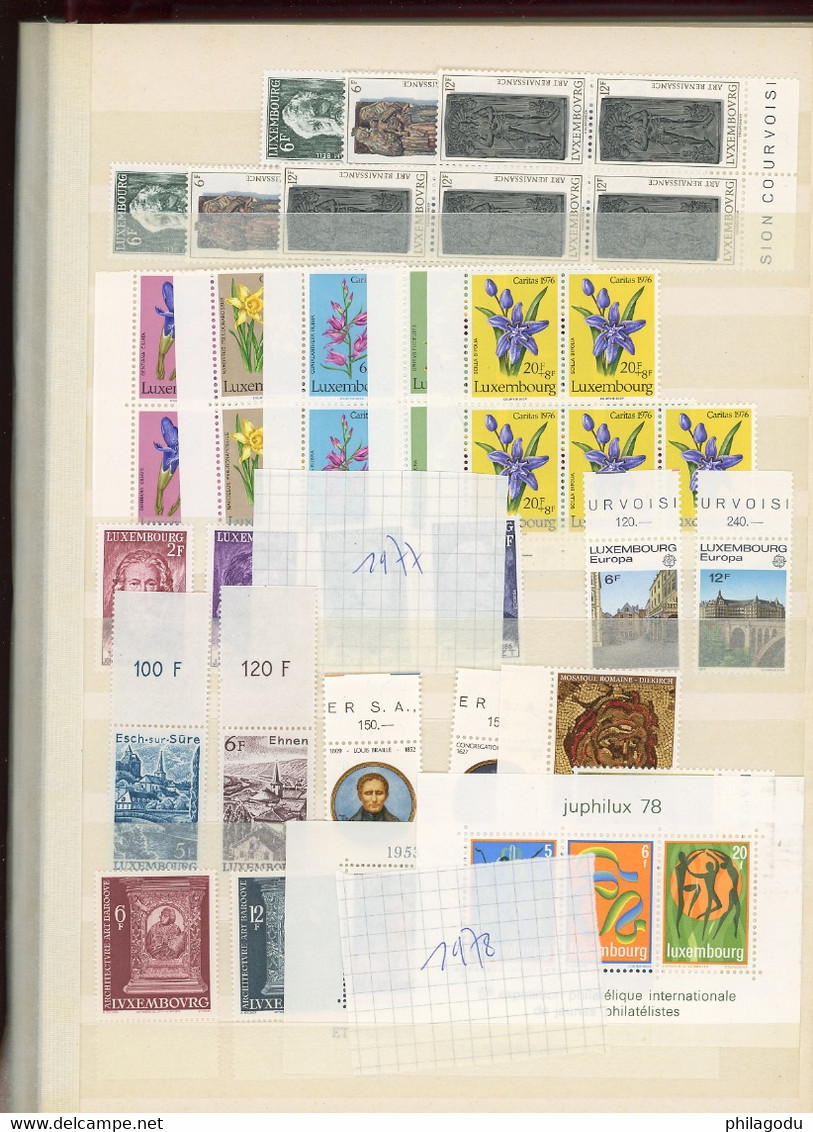 1970-1986 par 1 X ou 5 X. tous neufs **. 833 timbres du Luxembourg quasi tous THEMATIQUES.  . TRES  forte faciale