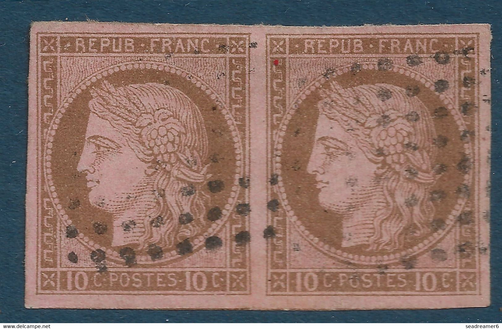 Colonies France Ceres TP N°18 10c Rose Paire Oblitéré Losange Gros Points De Guadeloupe.superbe - Cérès