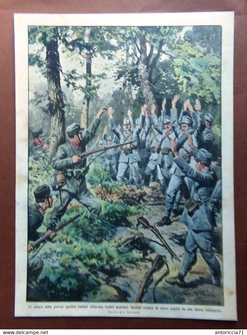 Retrocopertina Domenica Corriere Nr. 29 Del 1915 WW1 Italiani Cattura Austriaci - War 1914-18