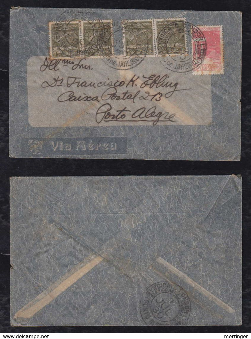 Brazil Brasil 1930 CONDOR Airmail Cover RIO To PORTO ALEGRE 4x500R - Luftpost (private Gesellschaften)