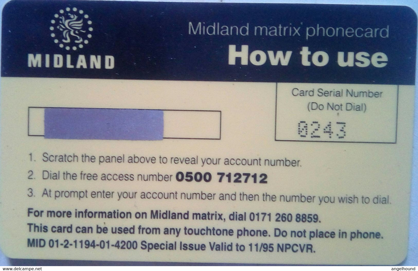 Midland Matrix Phonecard By Midland Bank ( With Original Folder) - [ 8] Firmeneigene Ausgaben