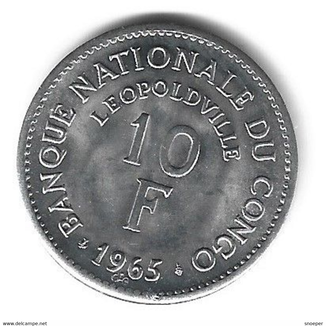 *congo Democratic Republic 10 Francs 1965  Km 1  Unc - Kongo - Zaire (Dem. Republik, 1964-70)