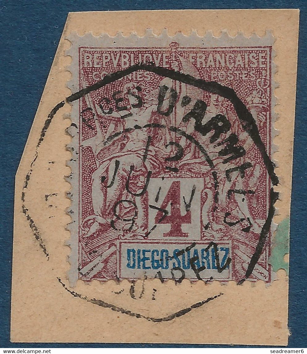 FRANCE Colonies Diego Suarez Fragment N°40 4c Groupe  Obl Dateur Hexagonal "Correspondances D'armées / Diego Suarez" TTB - Used Stamps