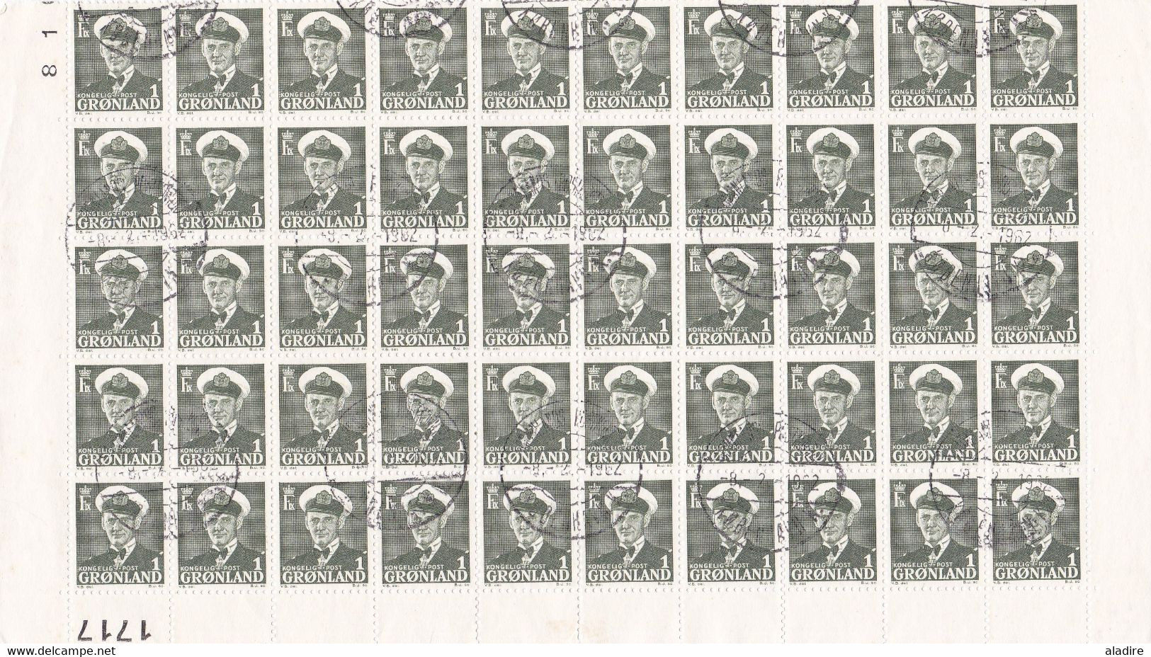 1956 - Block Of 50 Stamps N° 19 - Koning Frederick IX - Canceled - Blocks & Kleinbögen