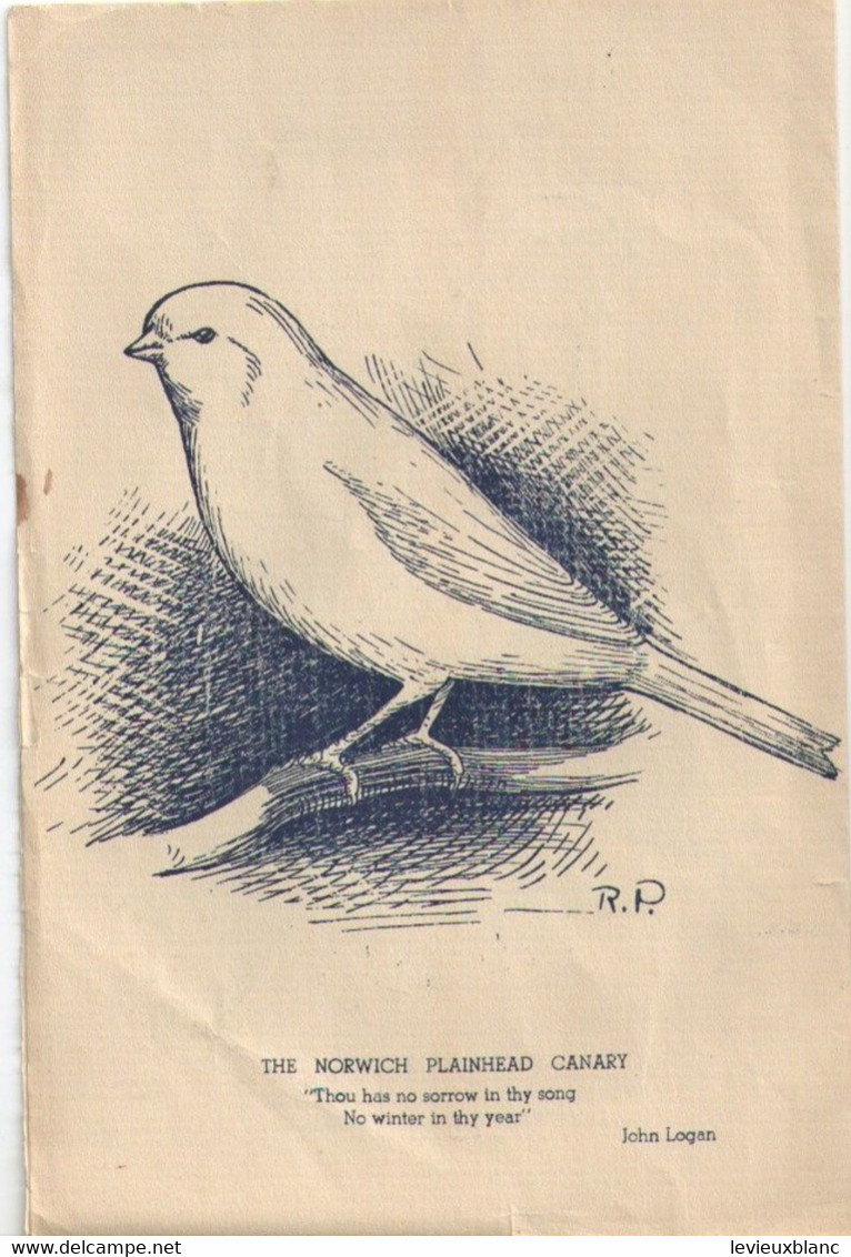 The Montreal CANARY And CAGE BIRDS Association/Canada's Championship Show/Legion Hall VERDUNl/1942   VPN378 - Animaux
