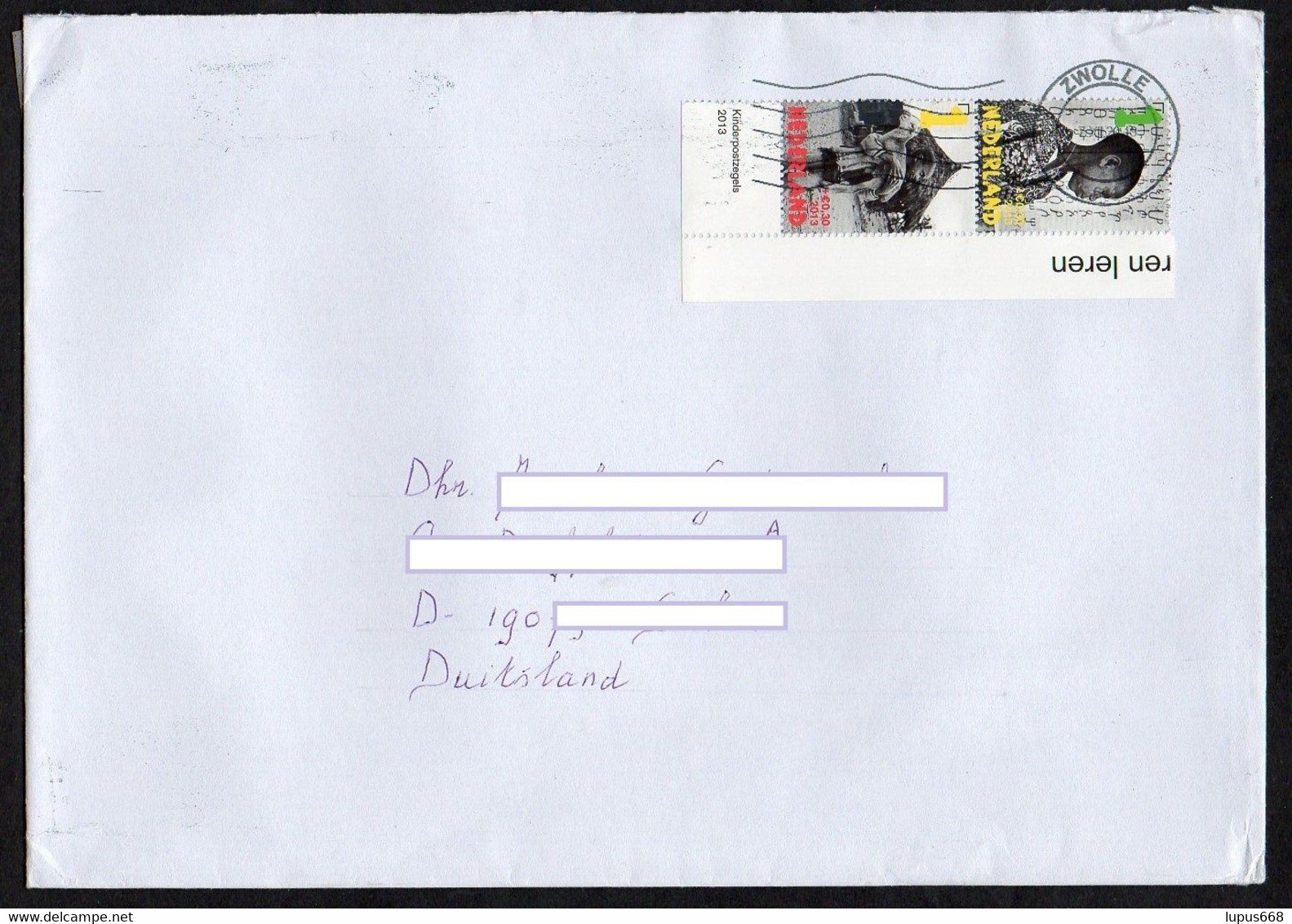 Niederlande  2013 MiNr. 3158, 3161  Voor Het Kind Auf Brief/letter In Die BRD - Brieven En Documenten