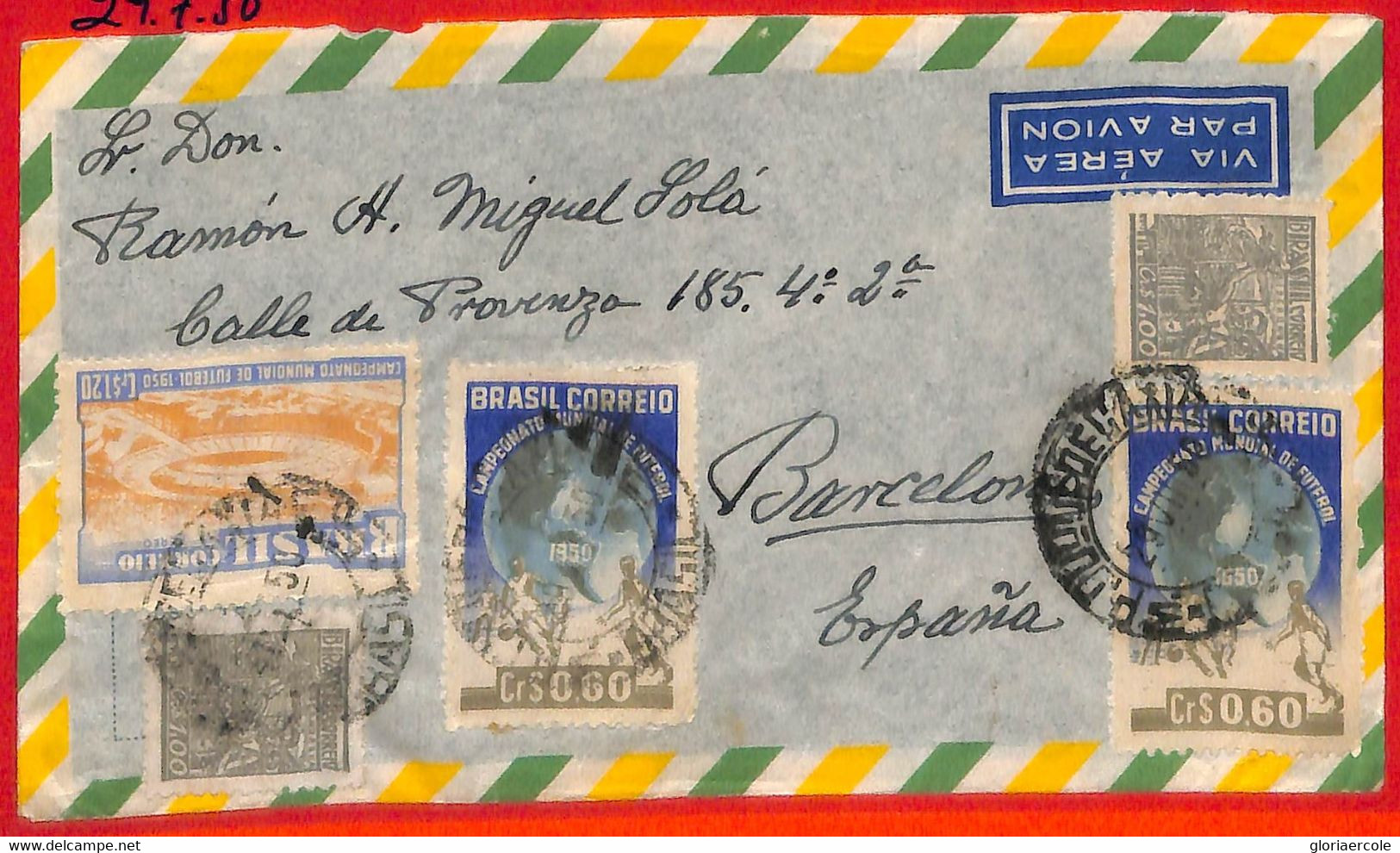 Aa2443 -  BRAZIL  - Postal History - FOOTBALL Stamps On COVER 1950 World Championship - 1950 – Brazilië