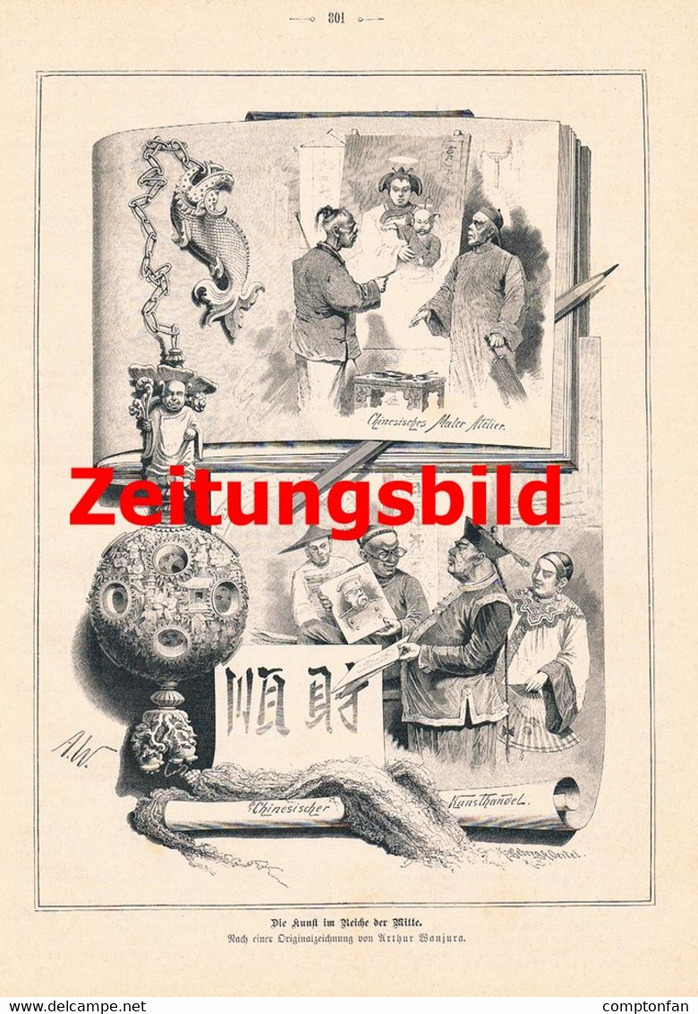 A102 959 - Fritz Bergen Ein Tag In China Peking Kunst Artikel Von 1894 !! - Andere & Zonder Classificatie