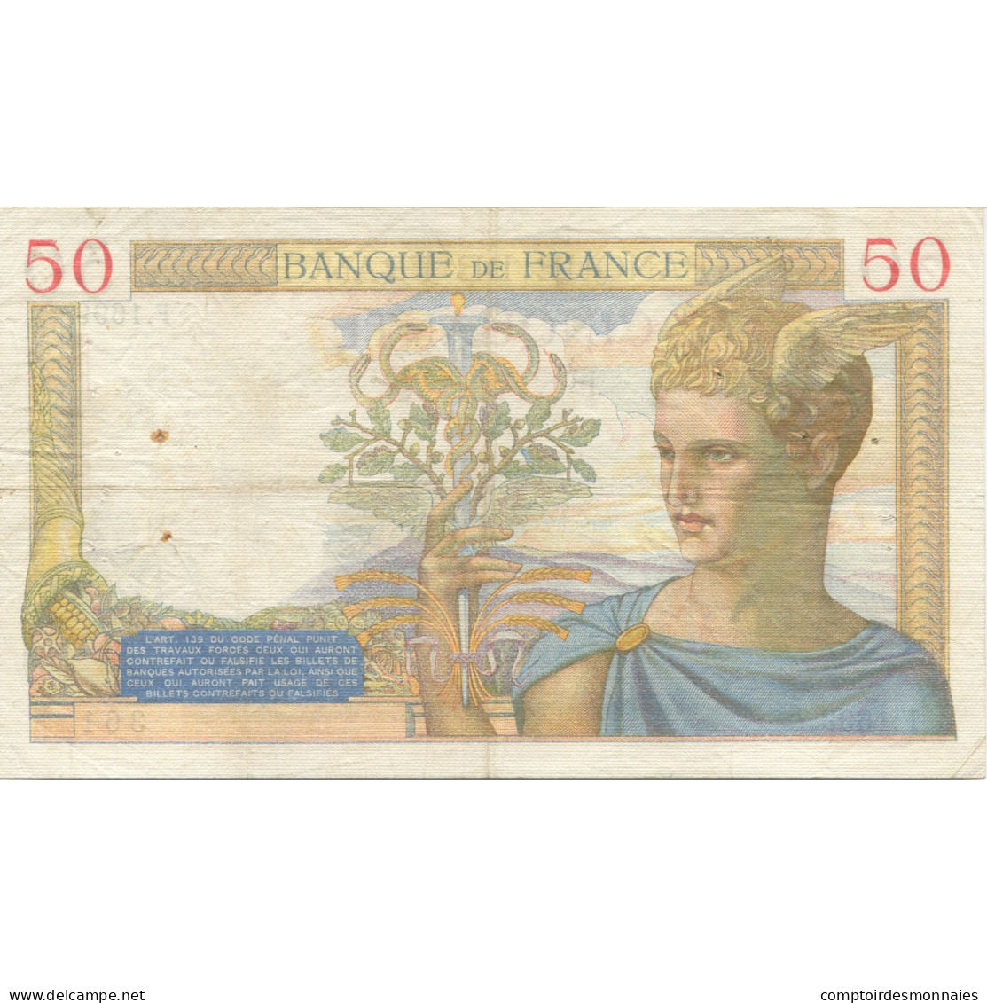 France, 50 Francs, Cérès, 1935, 1935-05-16, TTB, Fayette:17.9, KM:81 - 50 F 1934-1940 ''Cérès''