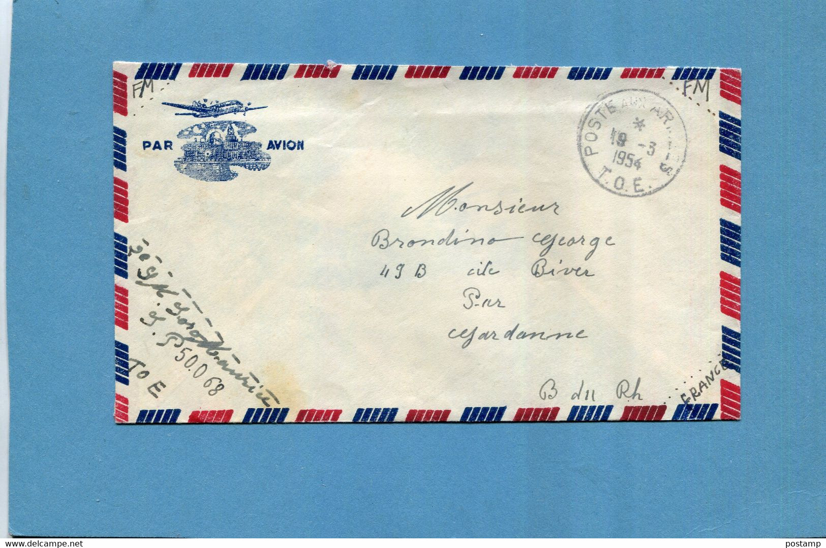 Guerre D'indochine-lettre  Cad 1954 Poste Aux  Armées SP 50068 - War Of Indo-China / Vietnam