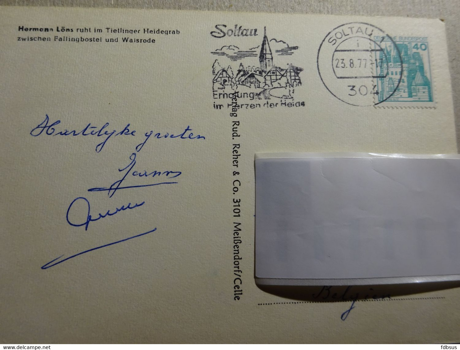1977 Soltau Hermann Lons Walsrode Heidegraf - Card To Belgium - Tietlingen - See Scans For Stamps And Eventually Slogan - Walsrode