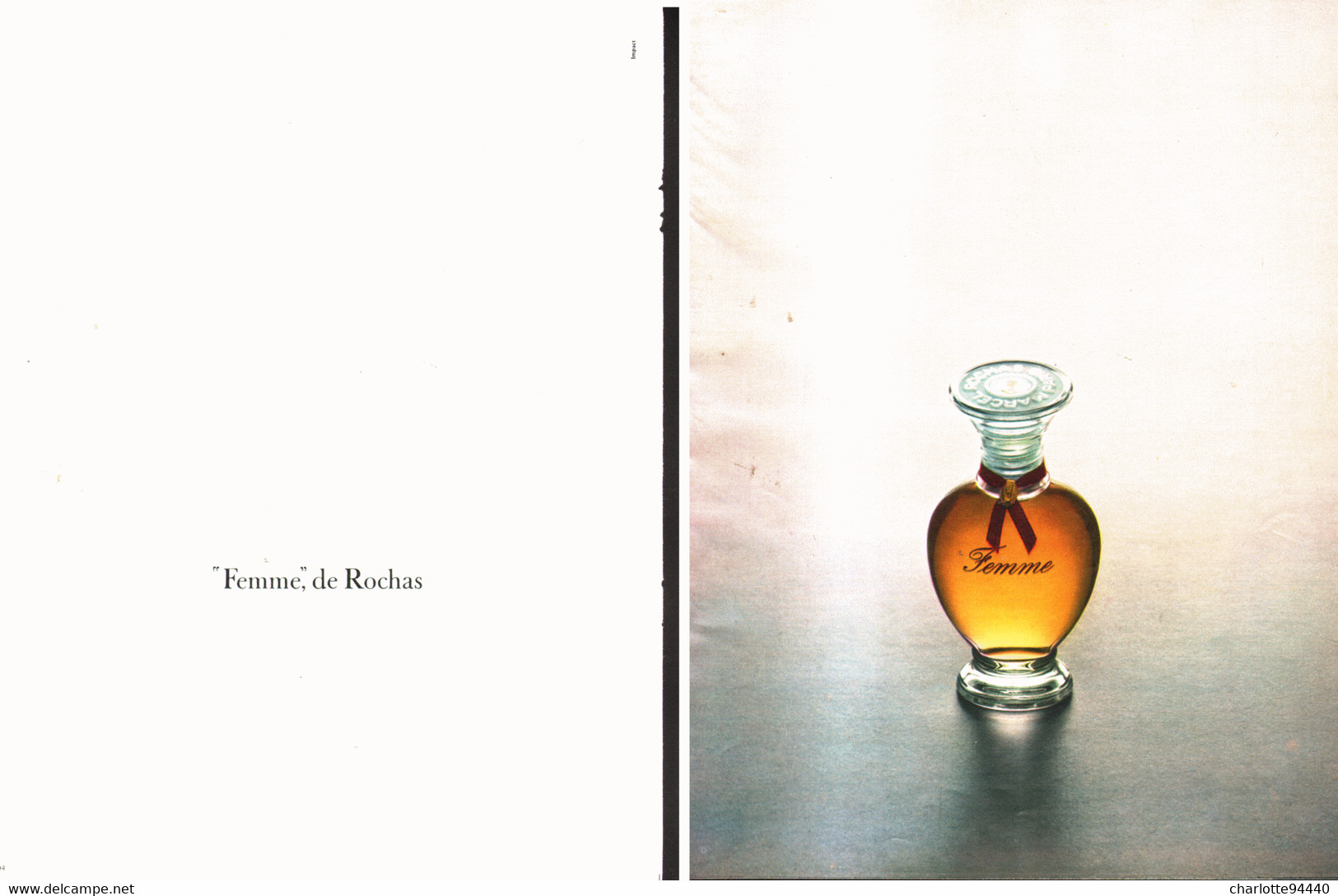 PUB PARFUM " FEMME " De " ROCHAS " 1968  ( 2 ) - Zonder Classificatie