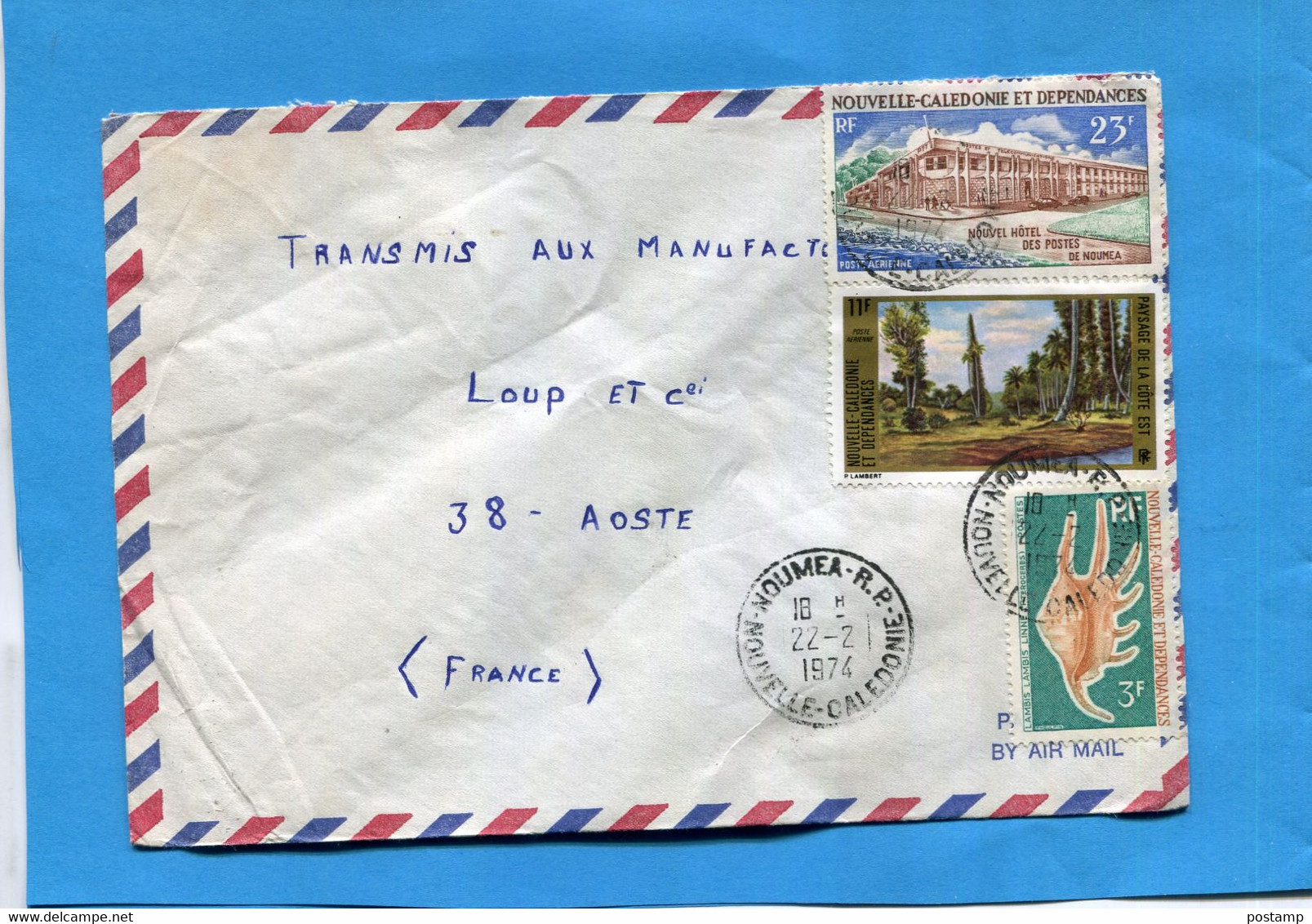 Nouvelle Calédonie-   Letter- 1974 Cad- 3- Stamps-N°a134 Cote Est+a135 +380 Coquillage - Covers & Documents