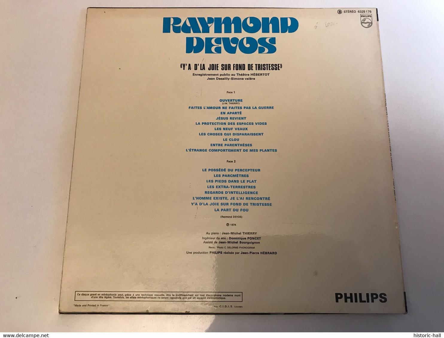 RAYMOND DEVOS - Y’a D’la Joie Sur Fond De Tristesse - LP  - 1974 -   FRENCH Press - Comiques, Cabaret