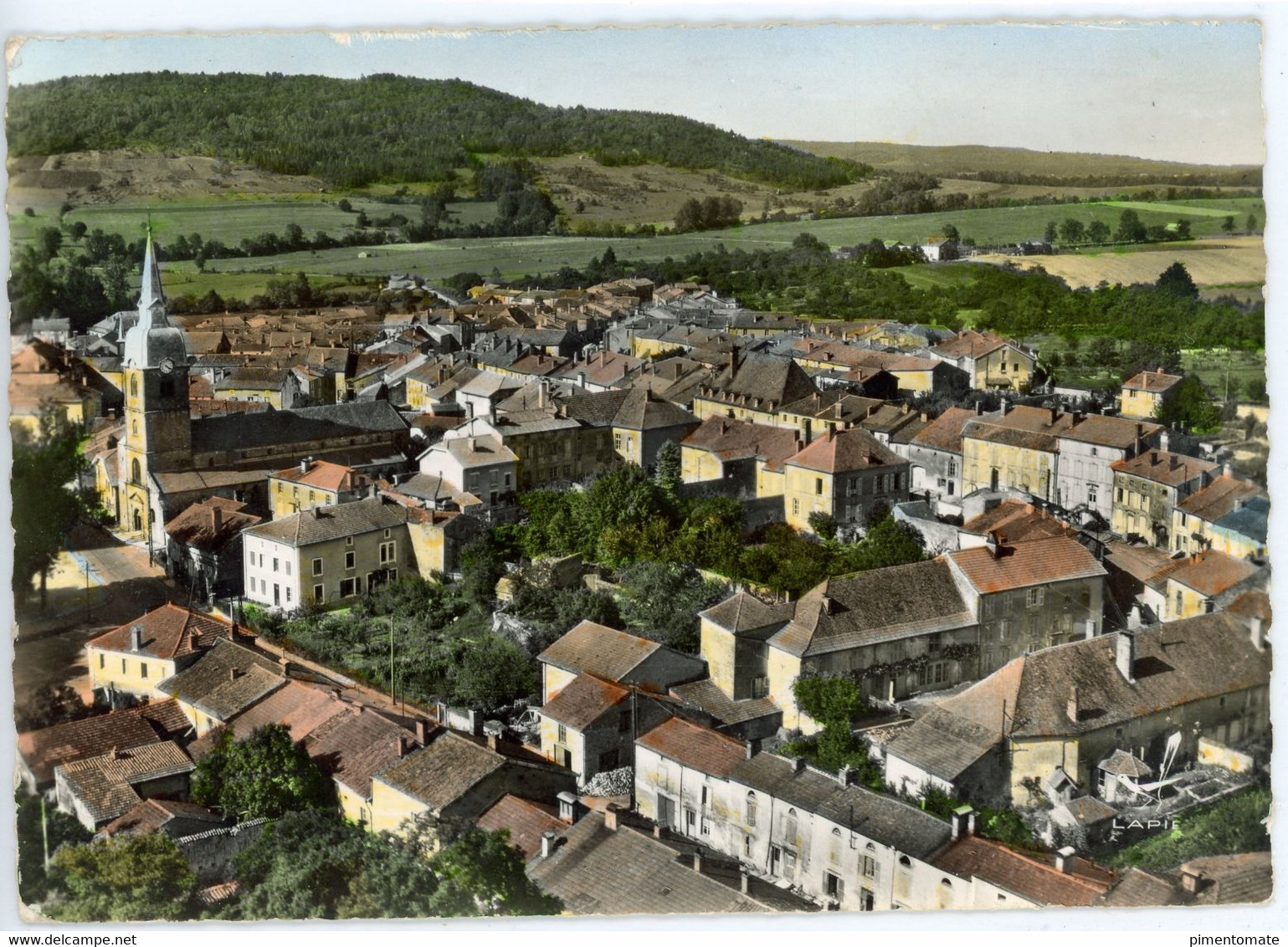 EN AVION AU DESSUS DE LAMARCHE LA ROUTE DES PROMENADES VUE AERIENNE LAPIE 1963 - Lamarche