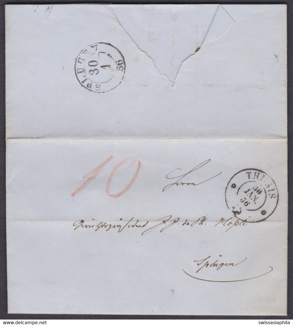 GR GRAUBÜNDEN / THUSIS - SPLÜGEN  /  GUTER FALTBRIEF 1856 - Lettres & Documents