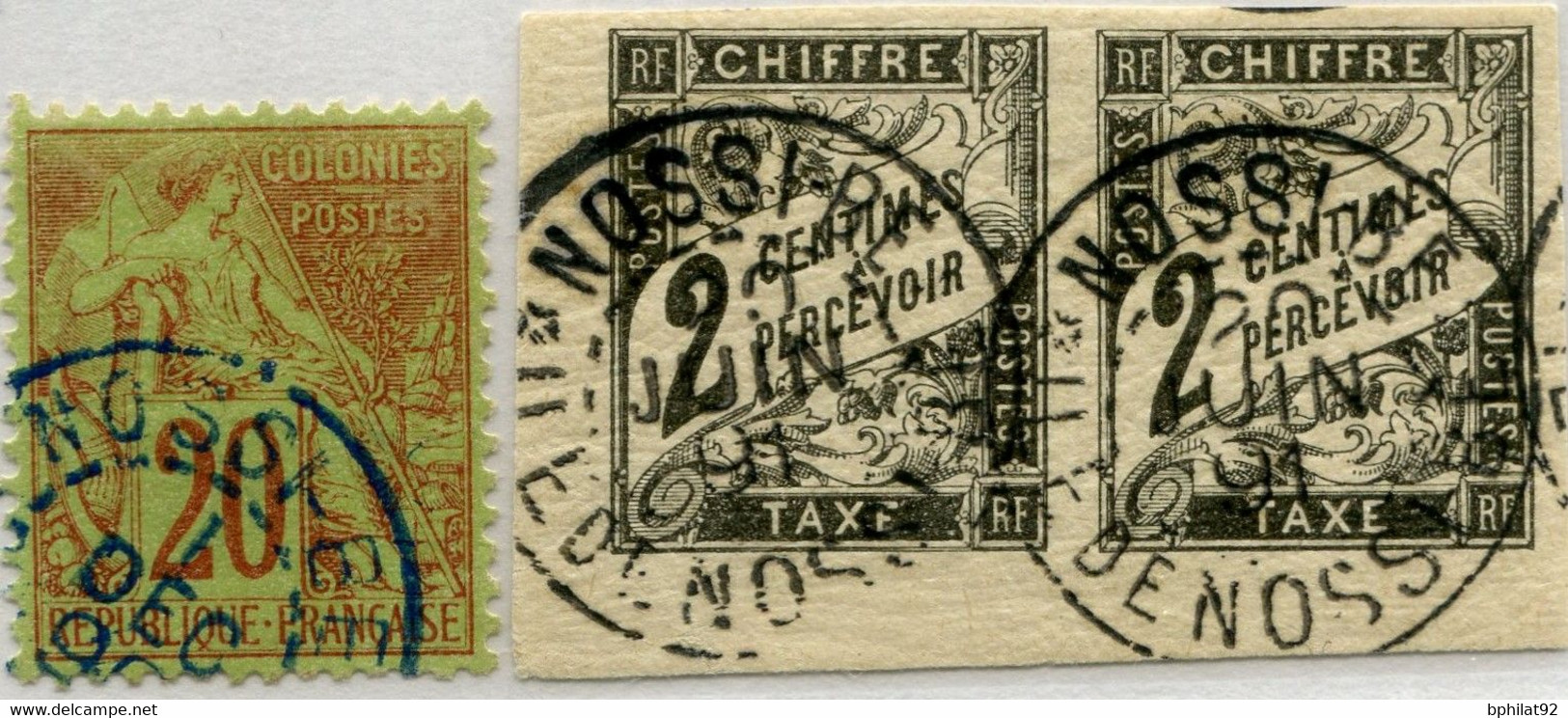 !!! N°52 ET PAIRE DE LA TAXE N°2 OBLITÉRÉS NOSSI BE. TB - Postage Due