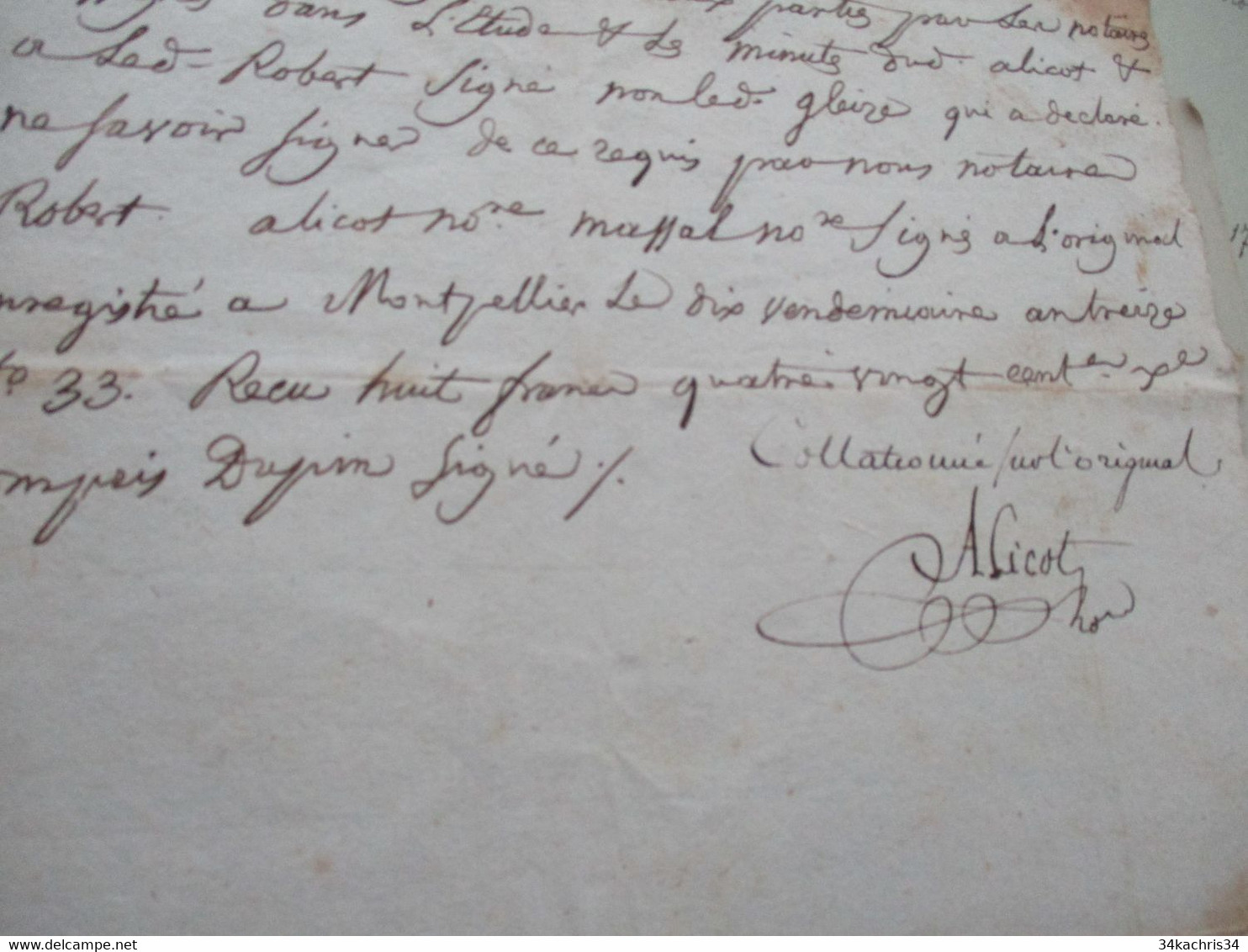 JF Acte Notarial Hérault Vente Vendargues An XIII Révolution Gleize/Robert Dont Olivette - Manuscrits