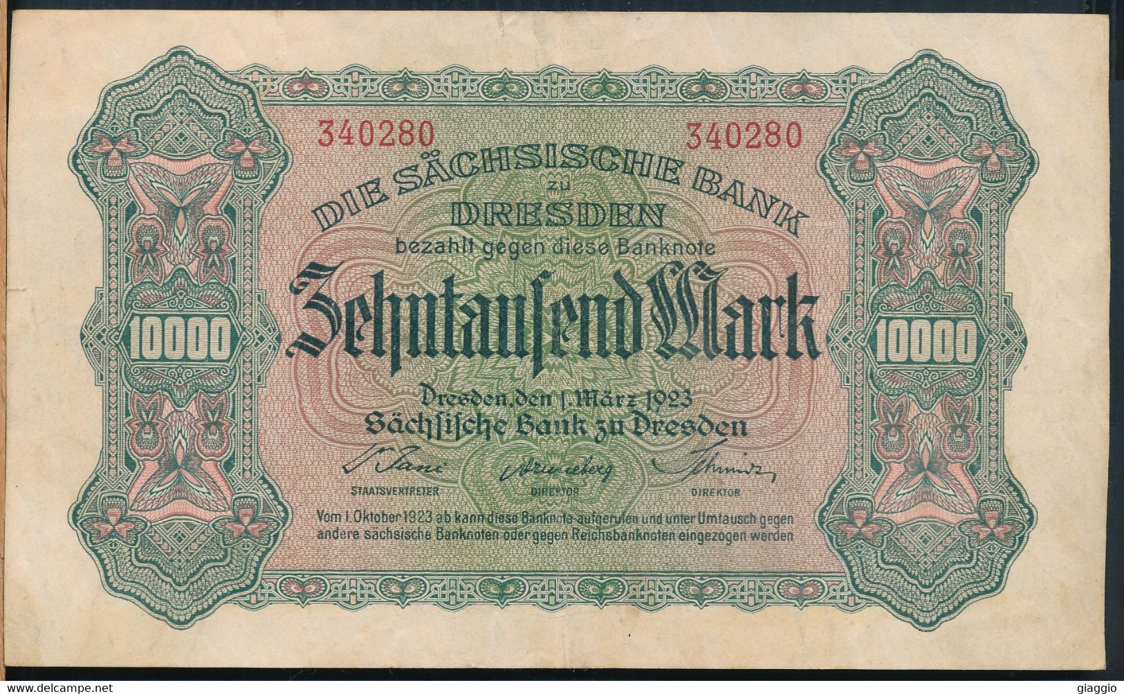 °°° GERMANY - 10000 MARK 1923 DRESDEN °°° - 10000 Mark