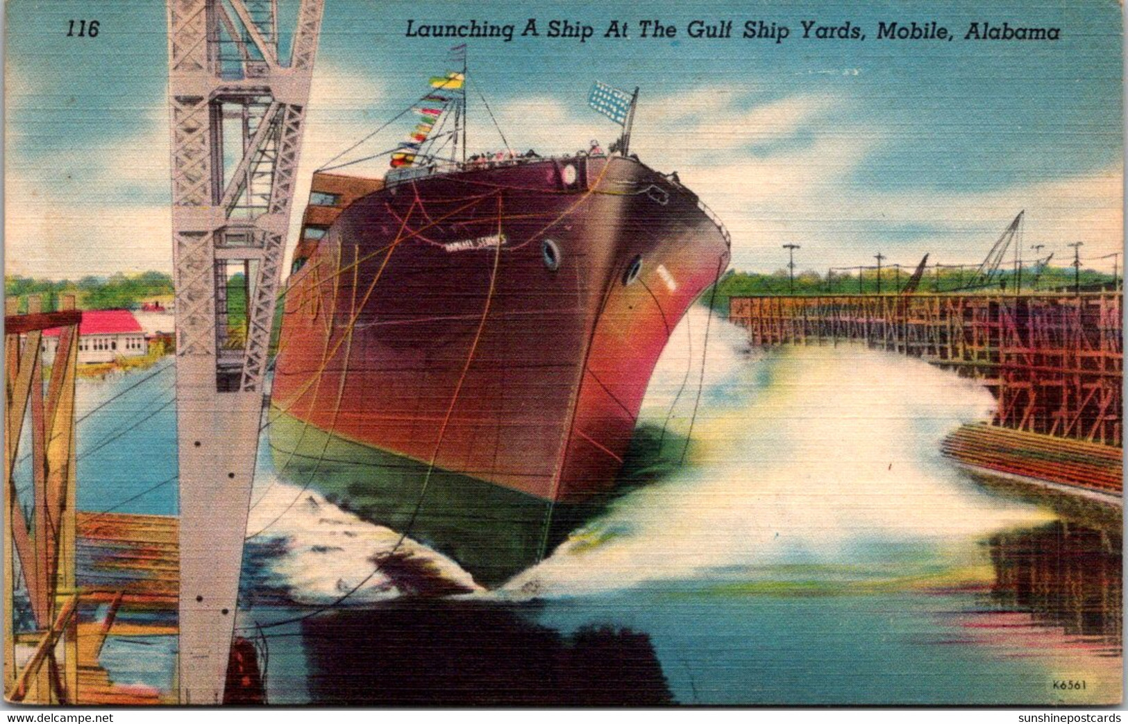 Alabama Mobile Launching A Ship At The Gulf Ship Yards - Mobile