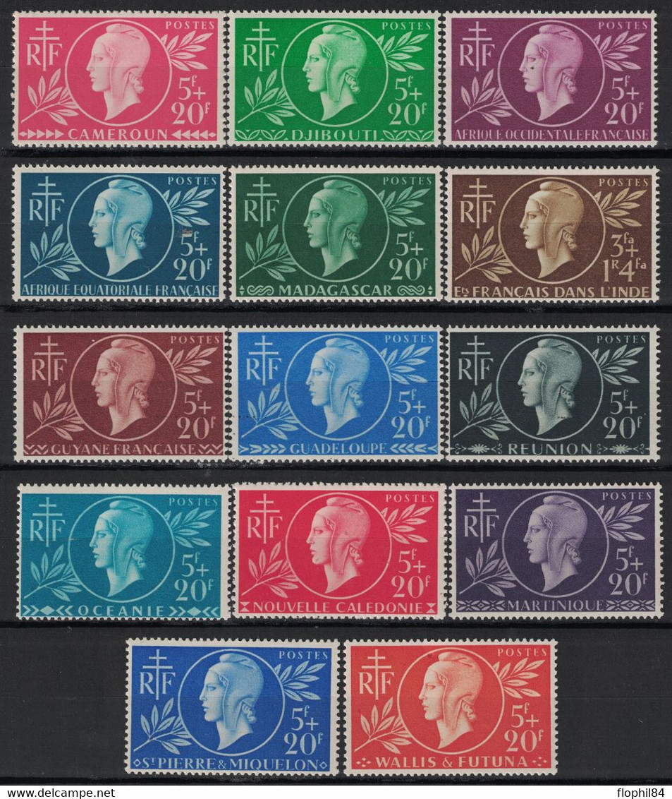 SERIE COLONIALE - ENTRAIDE FRANCAISE - 14 VALEURS - NEUF SANS TRACE DE CHARNIERE - COTE 42€. - Non Classés