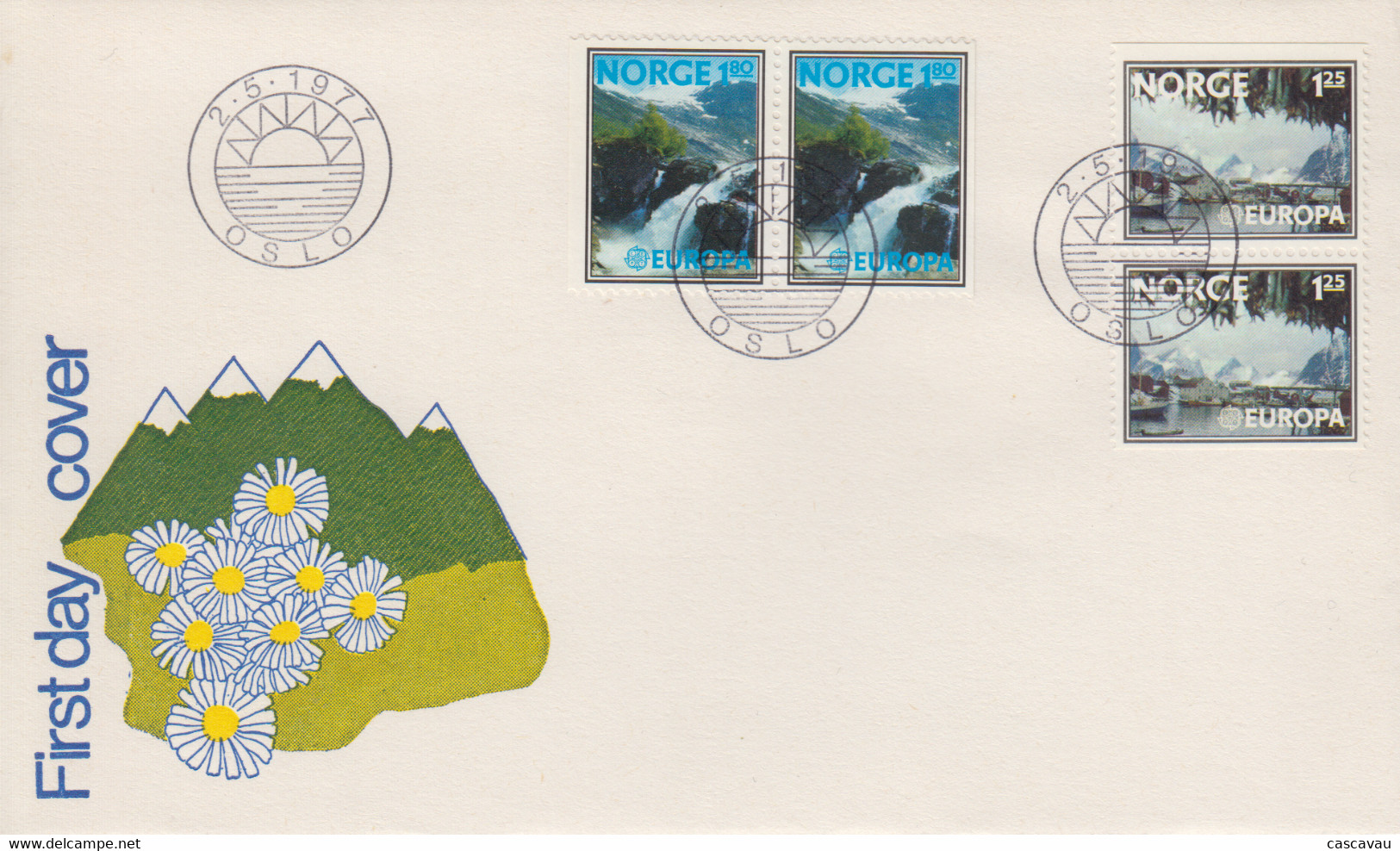 Enveloppe  FDC  1er  Jour    NORVEGE     Paire    EUROPA     1977 - 1977