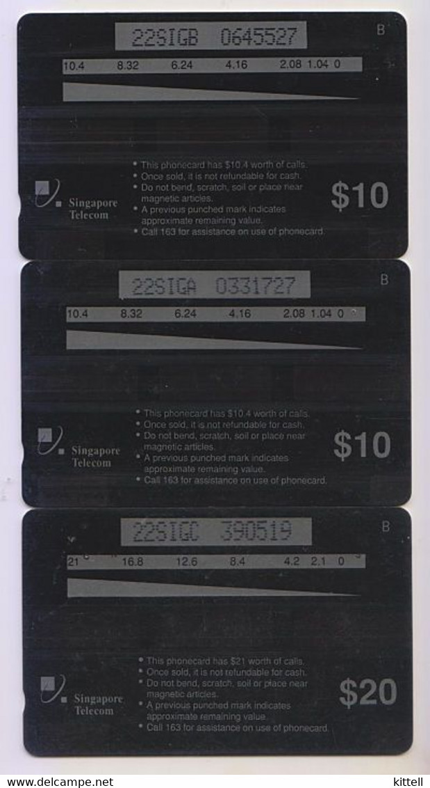 Singapore Old Phonecards Singtel Food Satay  Used 3 Cards - Lebensmittel