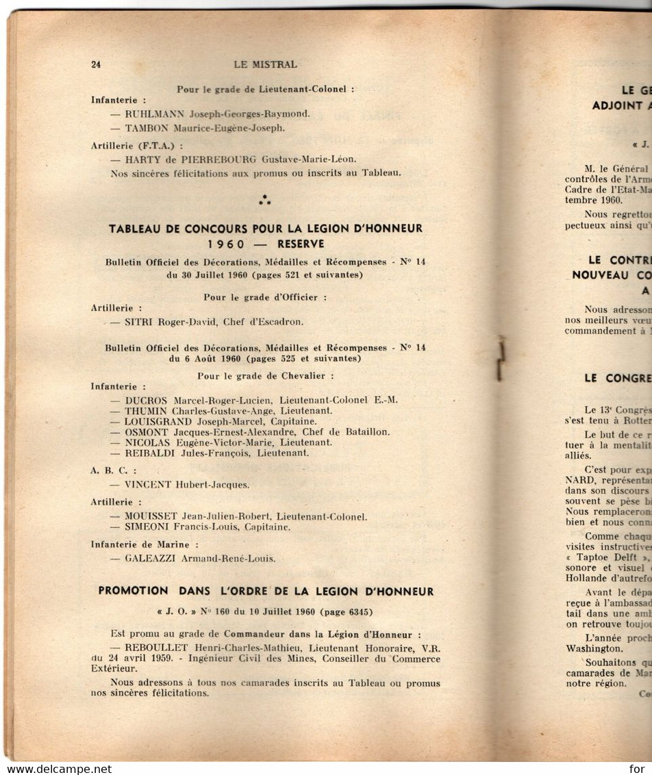 Militaria : LE MISTRAL : Bulletin De L'association Des Officiers De Réserve - Marseille - Hyères - Orange - Salon N° 254 - Français