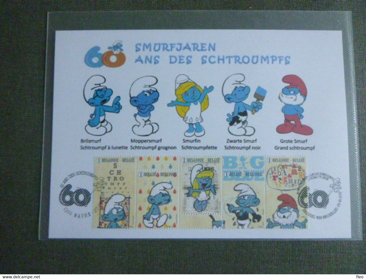 BELG.2018 4749 4753 FDC Philacard Schtroumpfs - Peyo – Pierre Culliford 60 Ans /60 Smurfjaren - 2011-2014