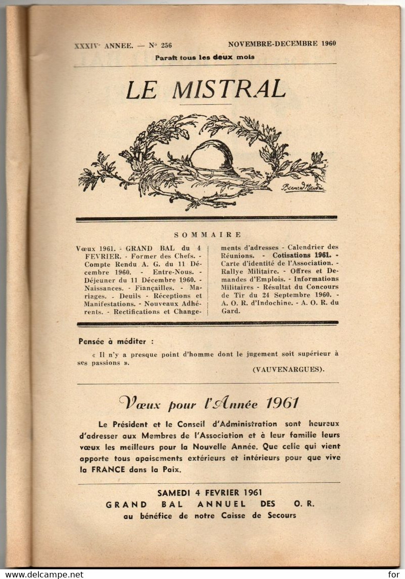 Militaria : LE MISTRAL : Bulletin Des Associations  D'officiers De Réserve - Marseille Et IX°  Région Militaire N° 256 - Francese