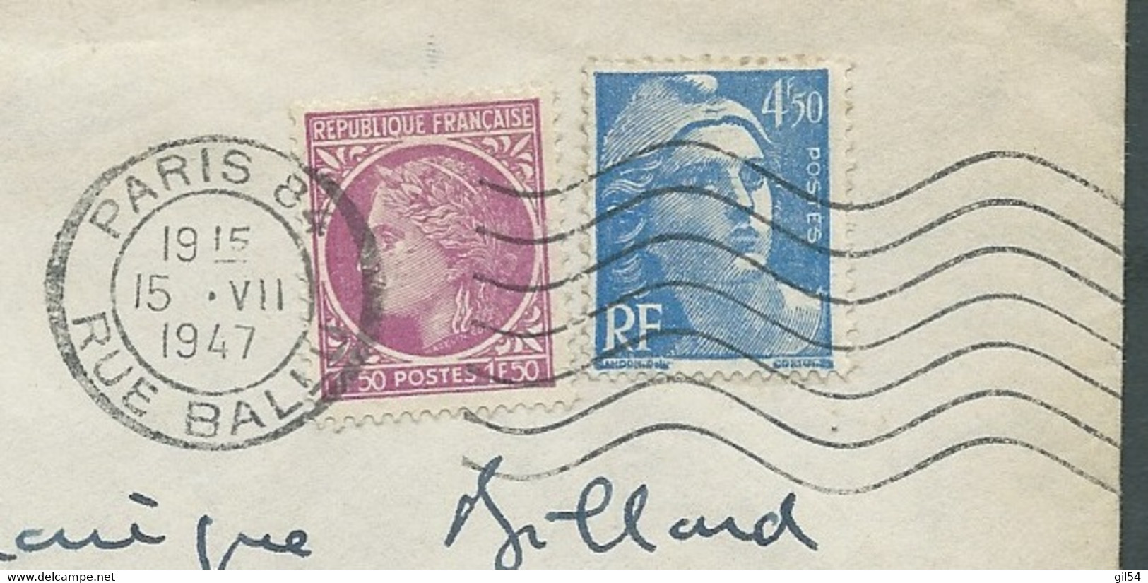 Céres Madelin/ Lsc ( Lettre ) YVT N°679 + 718 A  ,obli Paris 84 R Ballu  15/07/1947, Tarif Lettre Du 8/07/1947 - Bb16608 - 1945-47 Cérès De Mazelin