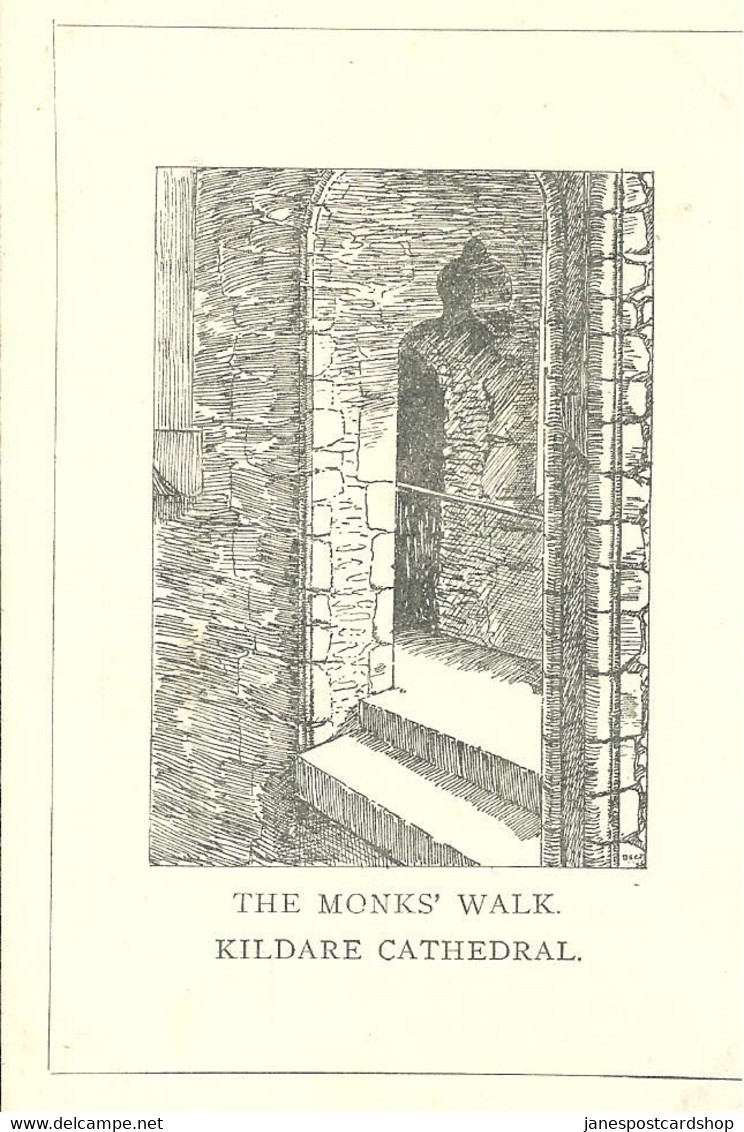 ARTIST DRAWN POSTCARD - THE  MONKS' WALK - KILDARE CATHEDRAL - KILDARE - IRELAND - Kildare