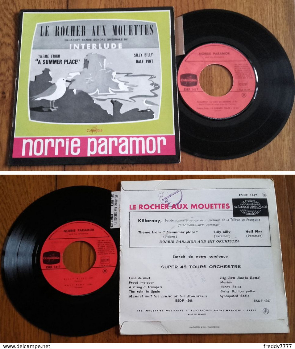 RARE French EP 45t RPM BIEM (7") BO TV "INTERLUDE" ("Le Rocher Aux Mouettes", Norrie Paramor, Lang 1963) - Musiques Du Monde