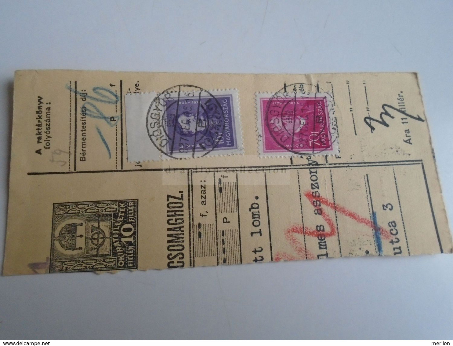 D187460    Parcel Card  (cut) Hungary 1937 DIÓSGYŐR - Postpaketten