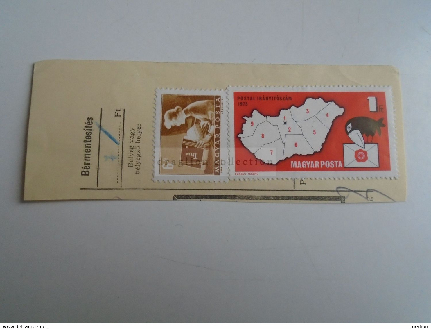 D187477  Parcel Card  (cut) Hungary 1974  Pesterzsébet   Map  - Postal Code - Postpaketten