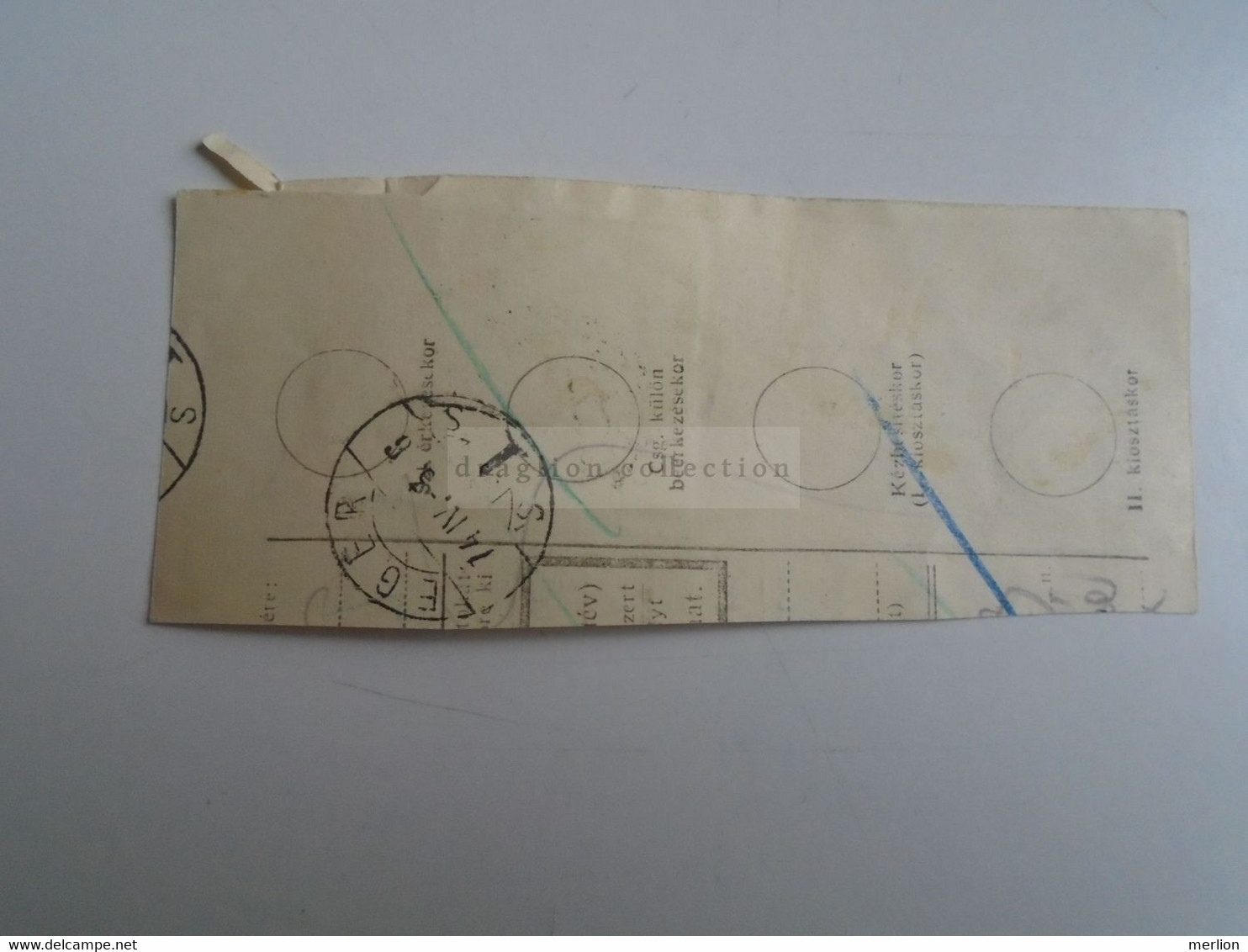 D187479  Parcel Card  (cut) Hungary 1974  Handstamp With Postal Tax  40 Filler - Paketmarken