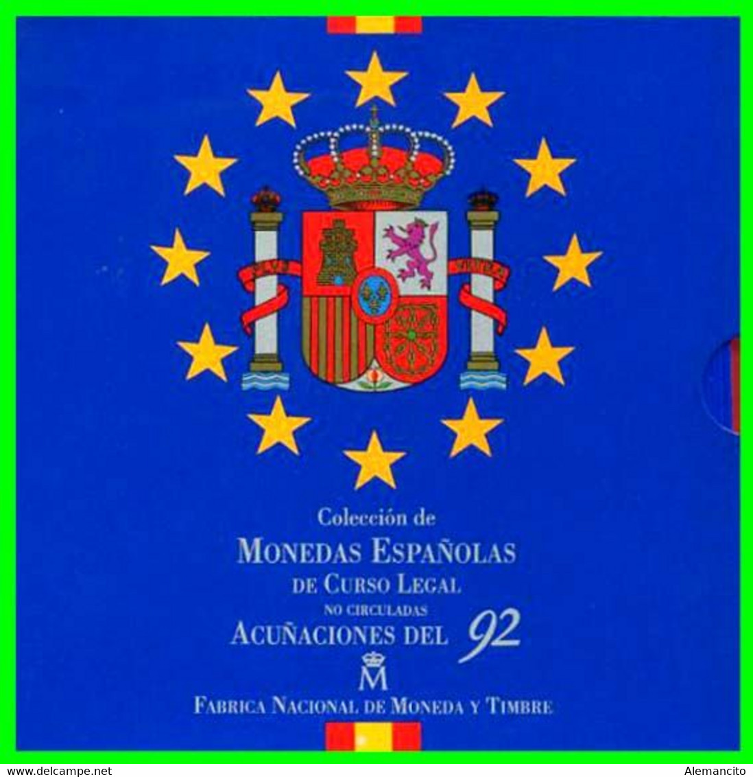 ESPAÑA COLECCIÓN CARTERA OFICIAL CON ESTUCHE FNMT  PESETAS 8 VALORES FDC (S/C) AÑO 1992 10 MONEDAS - Mint Sets & Proof Sets