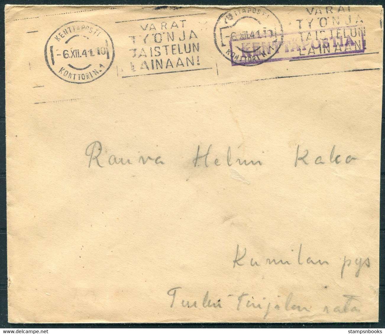 1941 Finland Kenttapostia Fieldpost Feldpost Cover - Militair