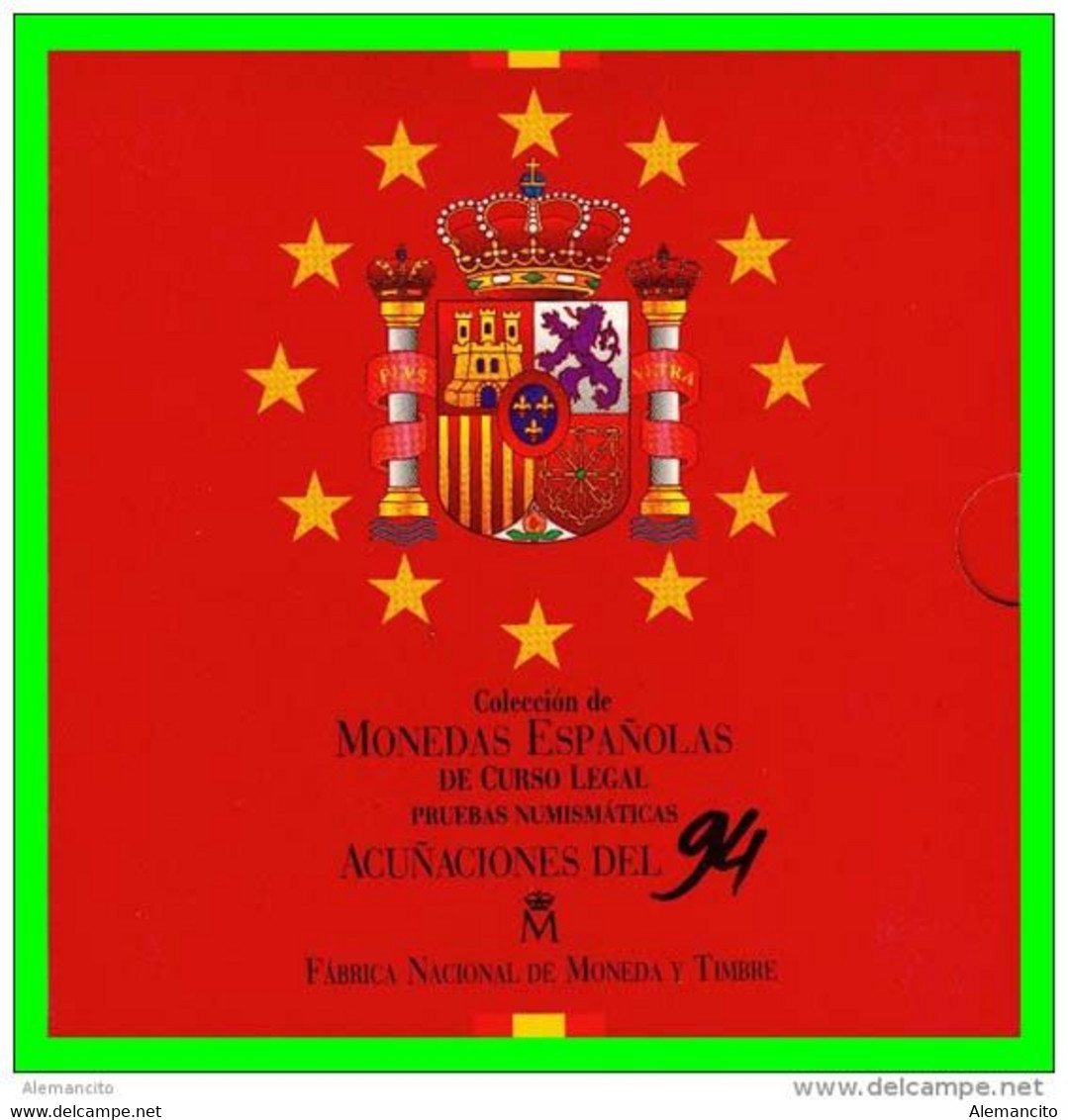ESPAÑA CARACTERÍSTICAS. CARTERA OFICIAL DE ESPAÑA 1994 FNMT. COLECCION DE 8 MONEDAS CALIDAD PROOF DE CURSO LEGAL - Sets Sin Usar &  Sets De Prueba