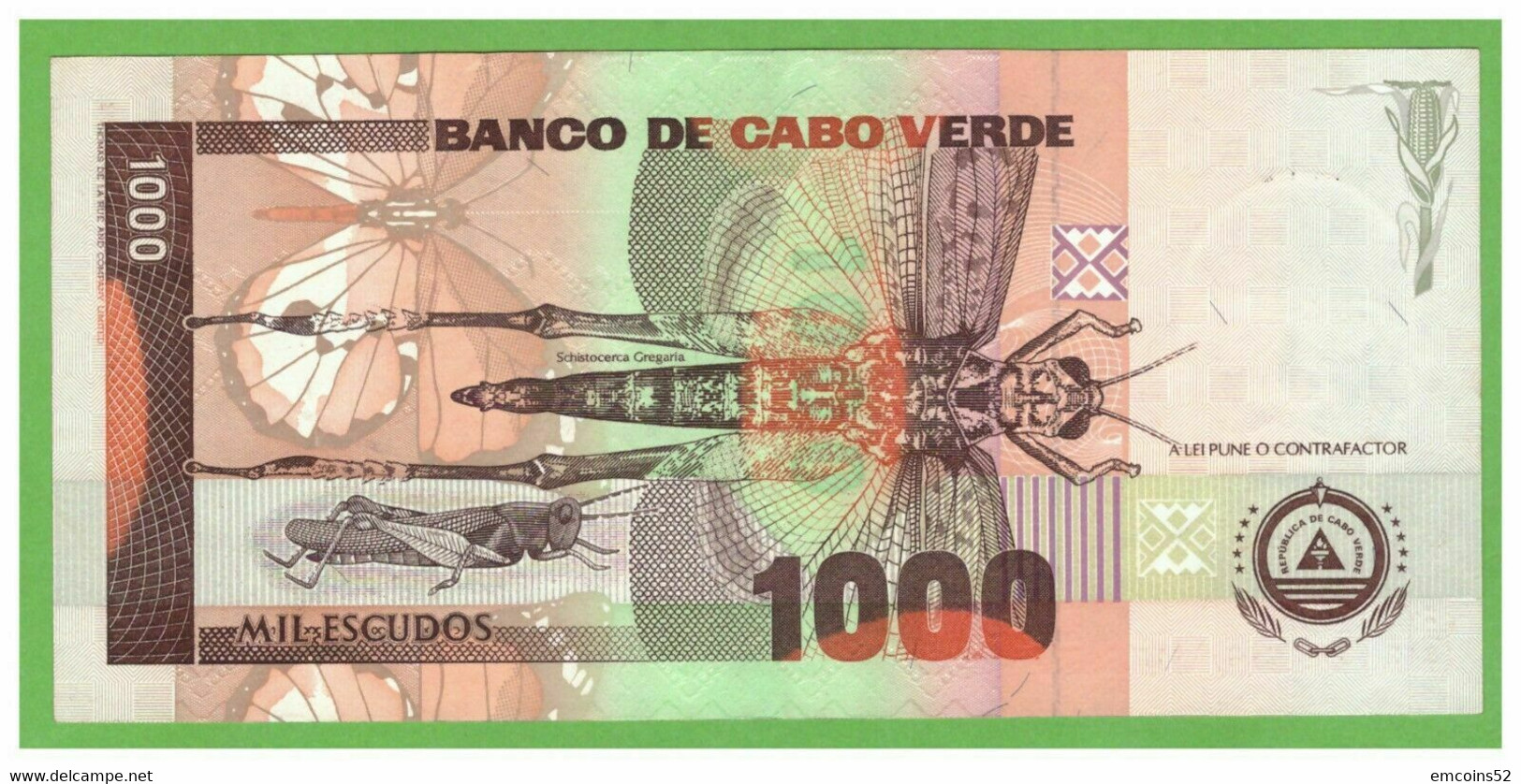 CAPE VERDE 1000 ESCUDOS 1992  P-65a   UNC - Cap Verde