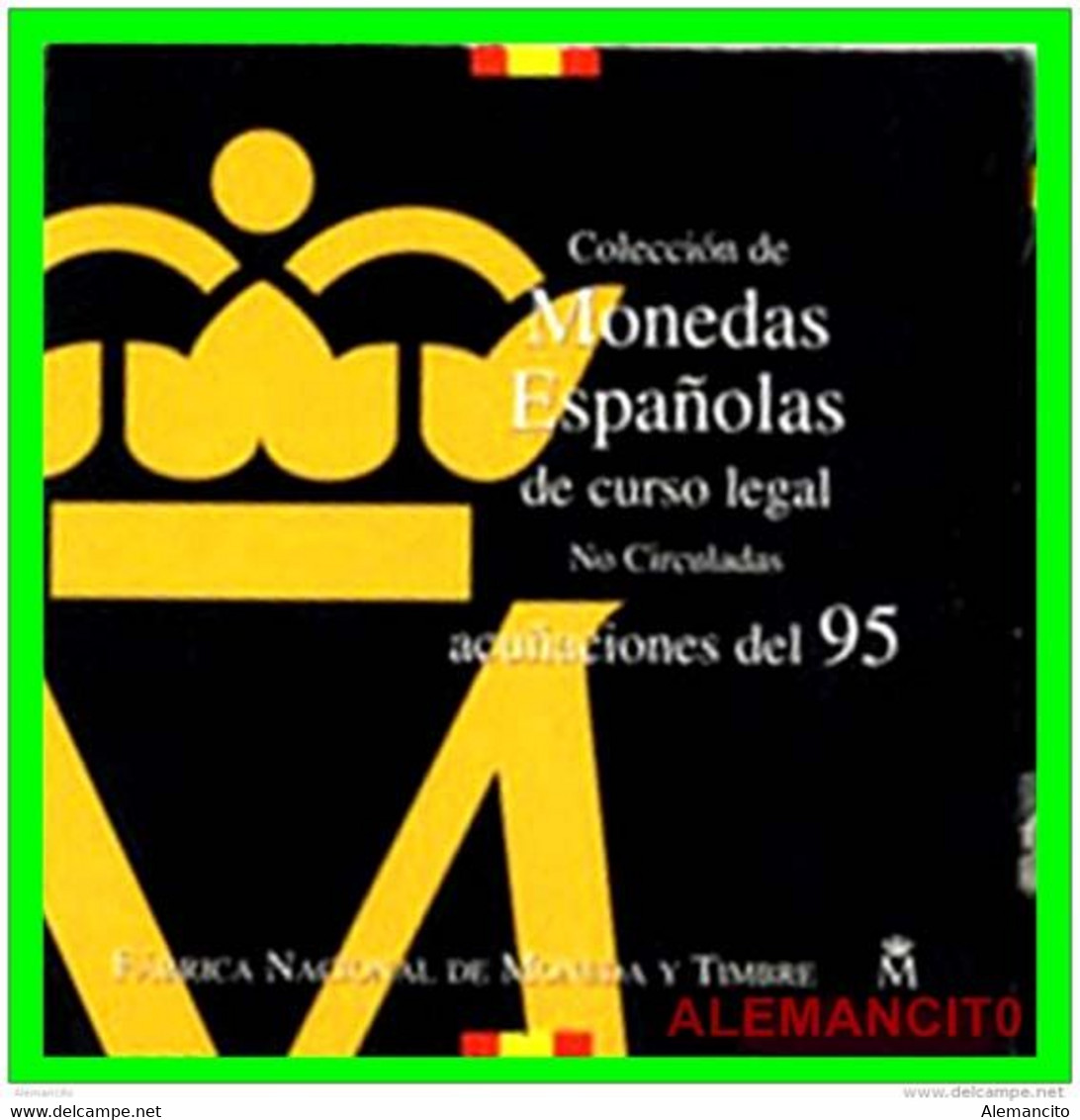 ESPAÑA CARACTERÍSTICAS CARTERA OFICIAL DE ESPAÑA 1995 FNMT. COLECCION DE 8 MONEDAS CALIDAD PROOF DE CURSO LEGAL, - Sets Sin Usar &  Sets De Prueba