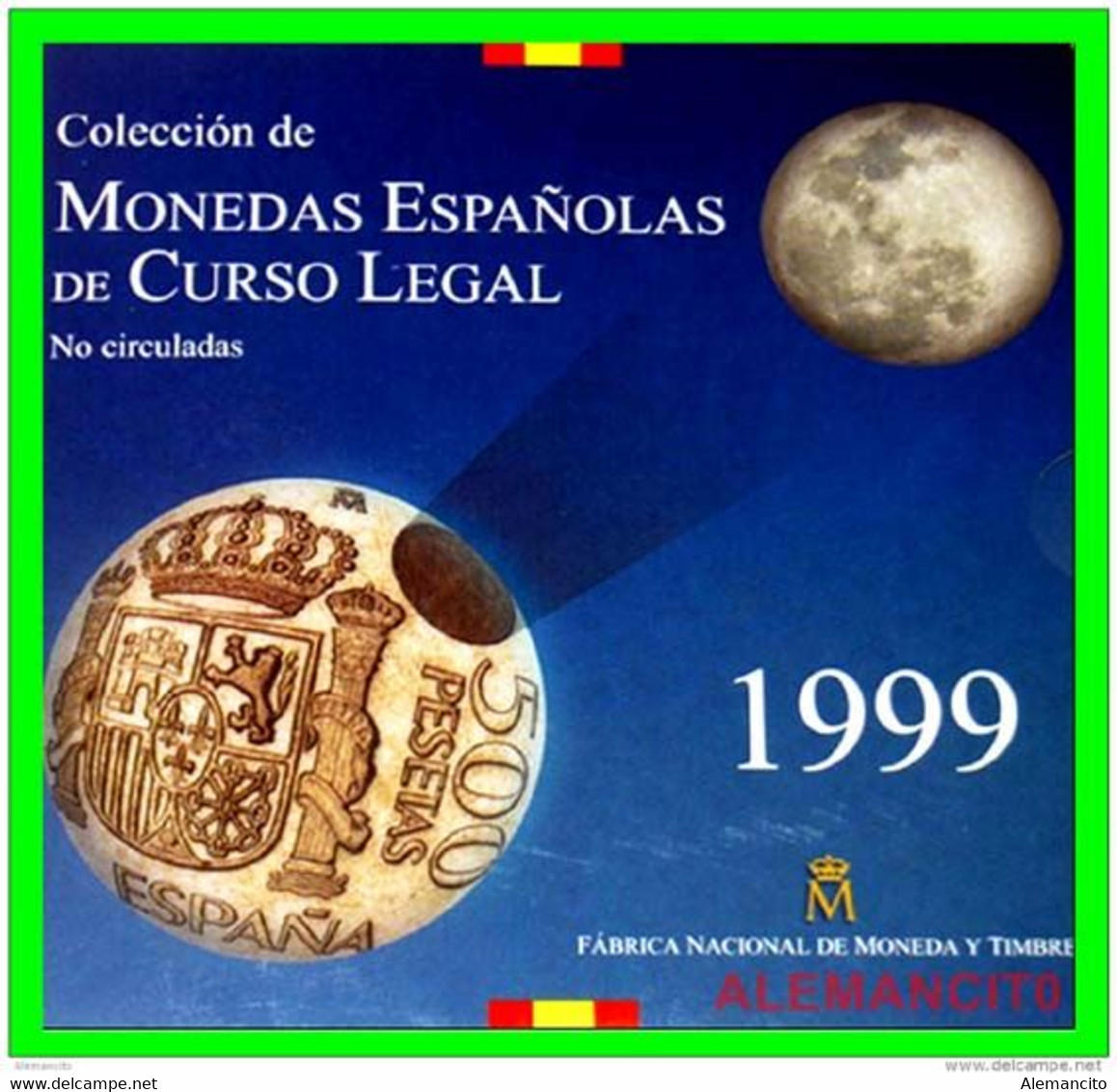 ESPAÑA CARACTERÍSTICAS CARTERA OFICIAL DE ESPAÑA 1999 FNMT. COLECCION DE 8 MONEDAS CALIDAD PROOF DE CURSO LEGAL, - Sets Sin Usar &  Sets De Prueba