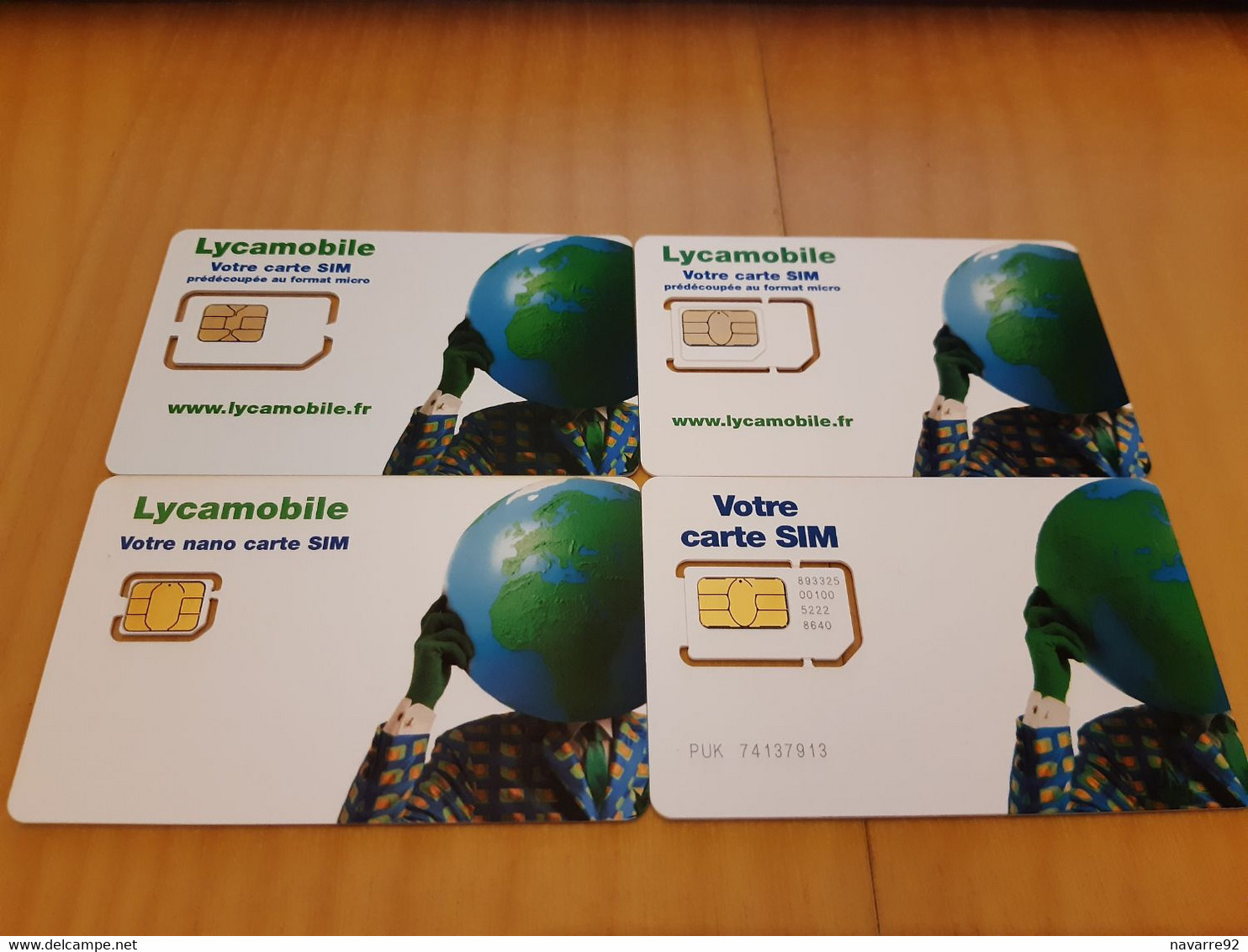 LOT 4 CARTES GSM SIM LYCAMOBILE DIFFERENTES T.B.E !!! - Andere & Zonder Classificatie