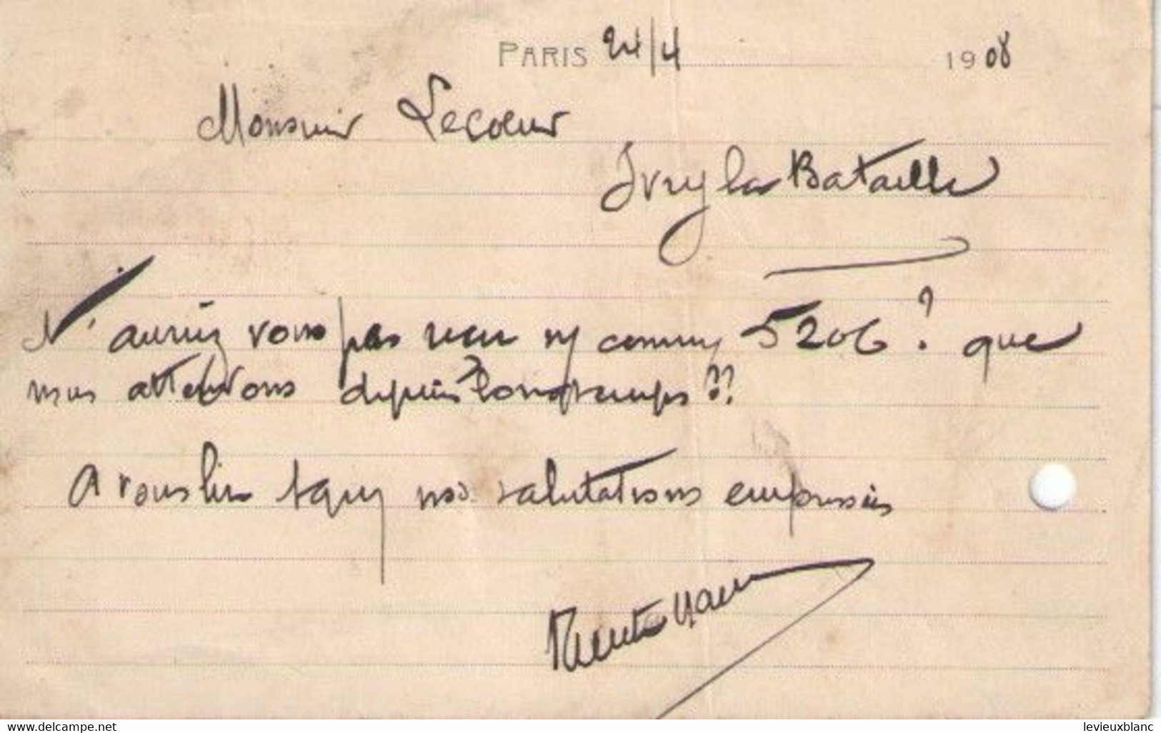 Valentin & Baillon/Paris /LECOEUR/Fabricant De Peignes En Ivoire/Ivry La Bataille/Eure/1909                FACT556 - Drogisterij & Parfum