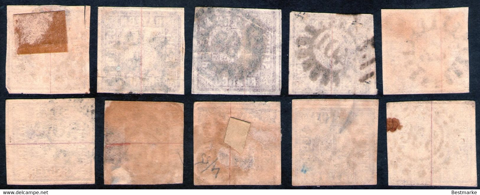 Bayern Lot 2461 - 10 Mal Nr. 4 - Stempel GMR Und OMR, Farben, Papiersorten, Breitrandige Stücke - Collections