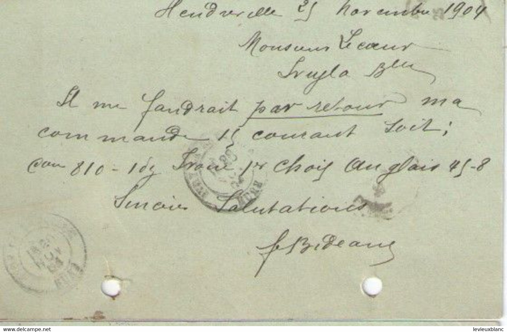 H BIDEAUX/ Heudreville /LECOEUR/Fabricant De Peignes En Ivoire/Ivry La Bataille/Eure/1904           FACT562 - Drogisterij & Parfum