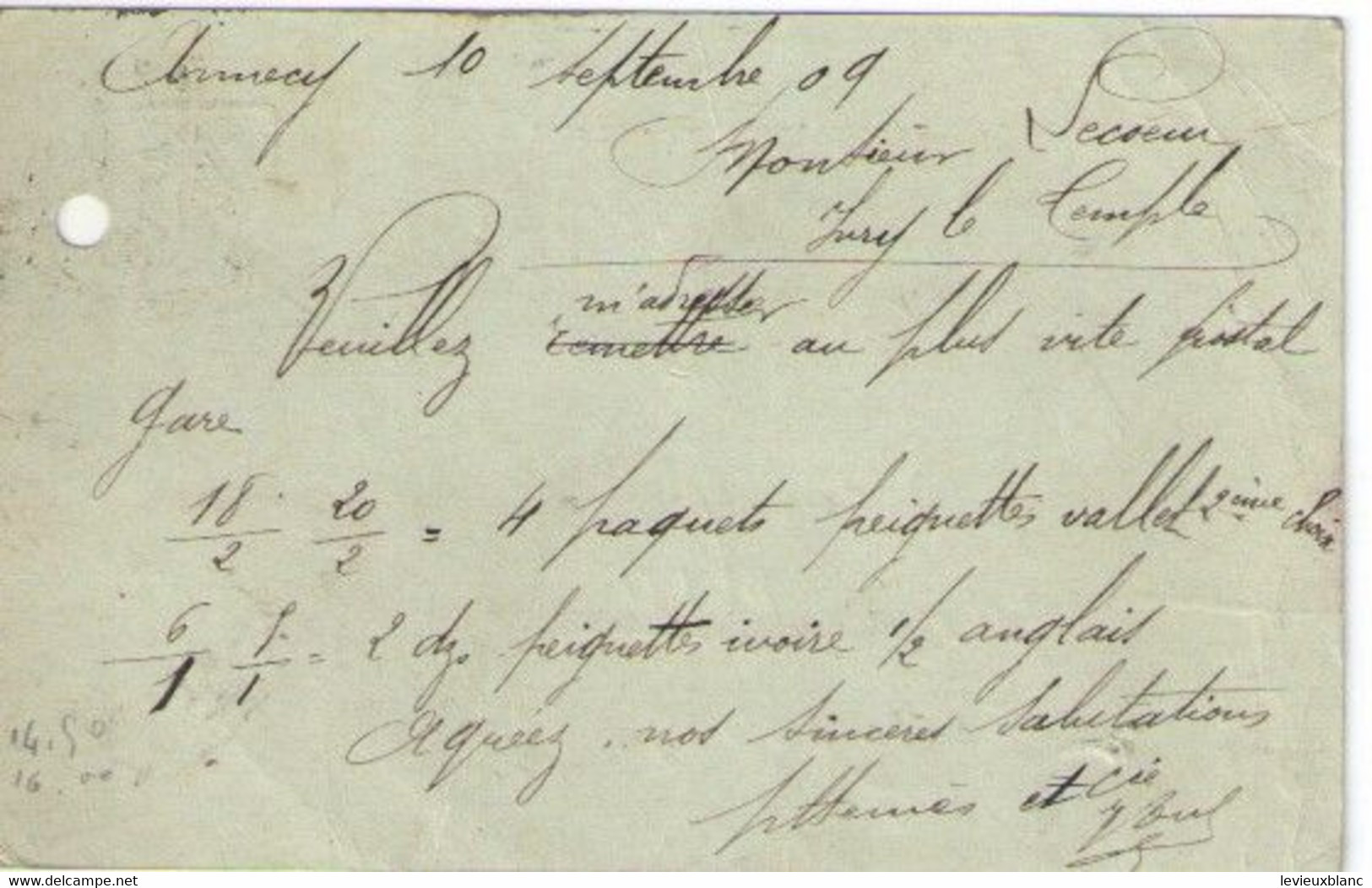 Annecy / HERMES Ainé /Joseph LECOEUR/Fabricant De Peignes Ivoire/Ivry La Bataille/Eure/1909   FACT570 - Chemist's (drugstore) & Perfumery