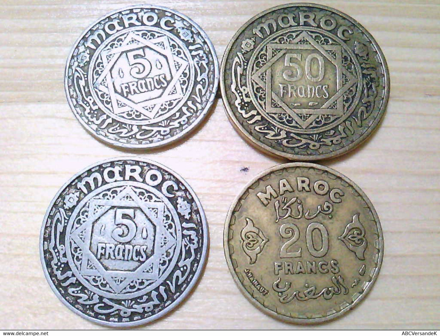 Marroko, 4 Münzen, 2 X 5 Francs, 1 X 20 Francs Und 1 X 50 Francs. - Numismatics